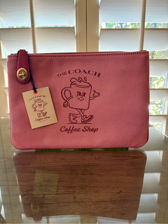 Coach Handbags - Coach Coffee Shop Turnlock Canvas Leather Pouch NWT Cafe Exclusive